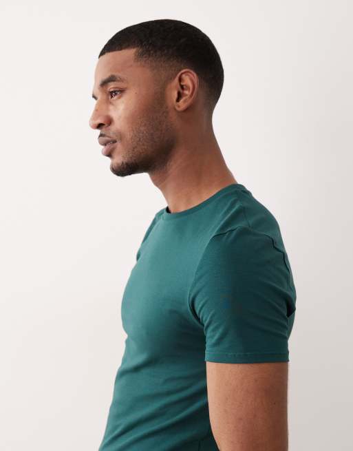 ASOS DESIGN Essentials muscle fit t-shirt in dark green, 3 of 5