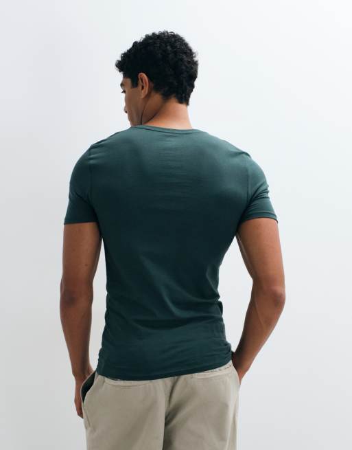 ASOS DESIGN Essentials muscle fit t-shirt in dark green, 5 of 5