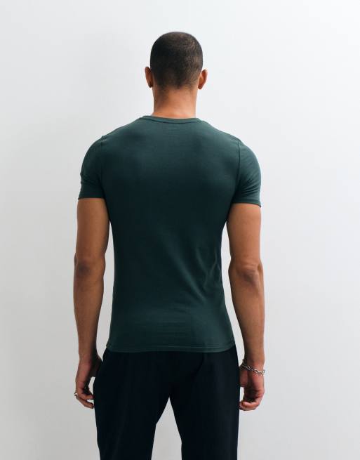 ASOS DESIGN Essentials muscle fit t-shirt in dark green, 5 of 5