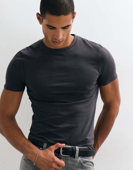 ASOS DESIGN essentials muscle fit T-shirt in dark green, 4 of 5
