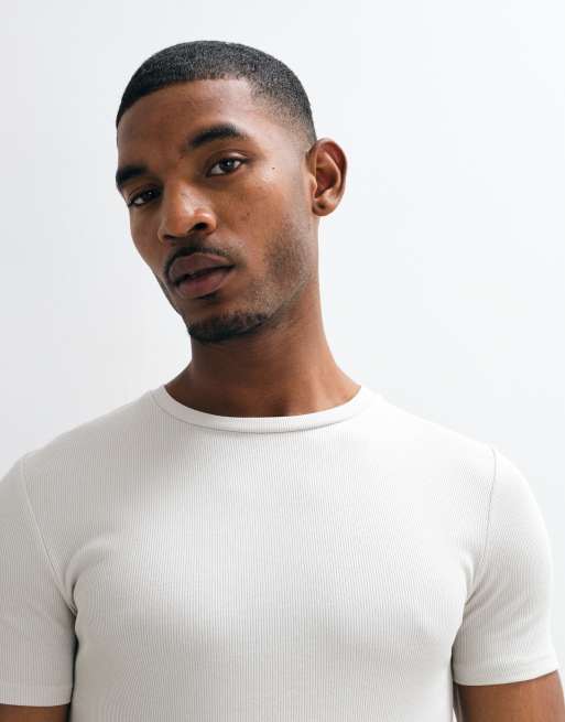 ASOS DESIGN Essentials muscle fit t-shirt in grey rib, 4 of 5