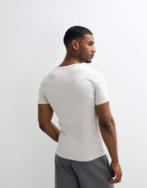 ASOS DESIGN Essentials muscle fit T-shirt in grijs rib, 5 van 5