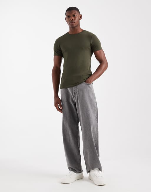 ASOS DESIGN Essentials muscle fit T-shirt in khaki rib , 2 of 5