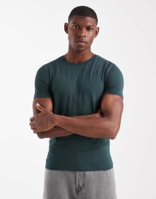 Asos Design Essentials Muscle Fit T-shirt In Blue