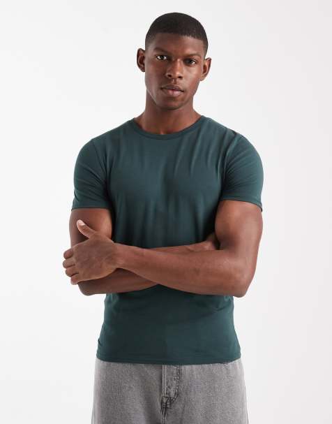 ASOS DESIGN Essentials muscle fit t-shirt in dark green