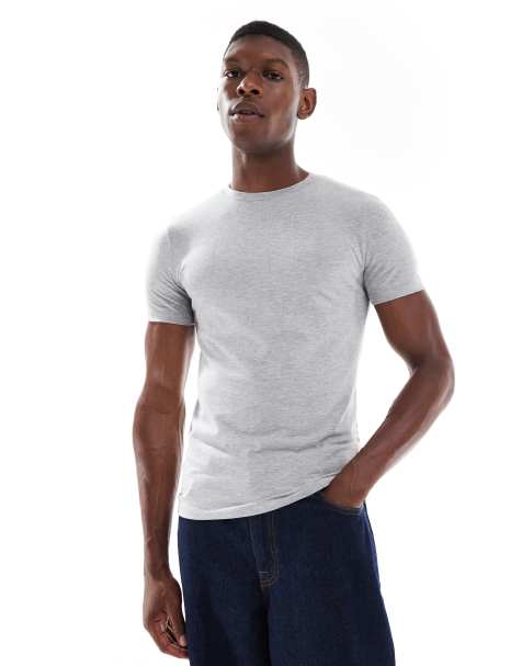 ASOS DESIGN Essentials muscle fit t-shirt in light gray - view 1