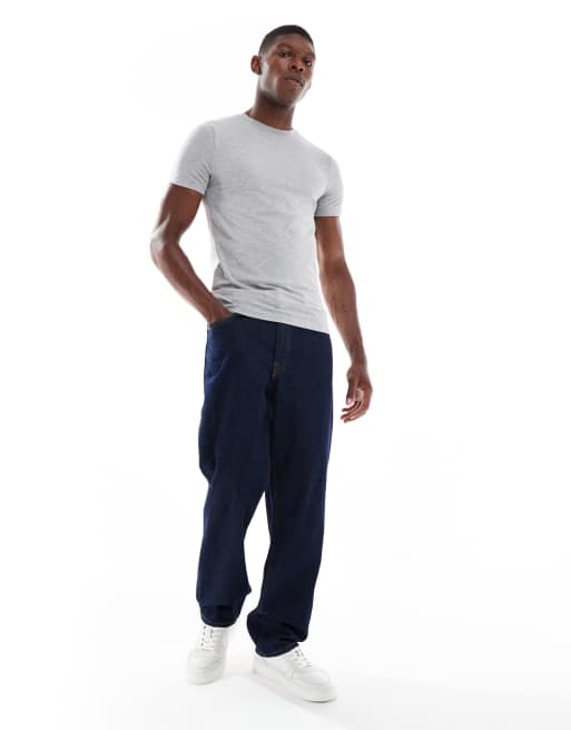 ASOS DESIGN muscle fit T-shirt in light gray