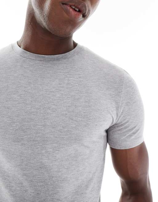 ASOS DESIGN muscle fit T-shirt in light gray