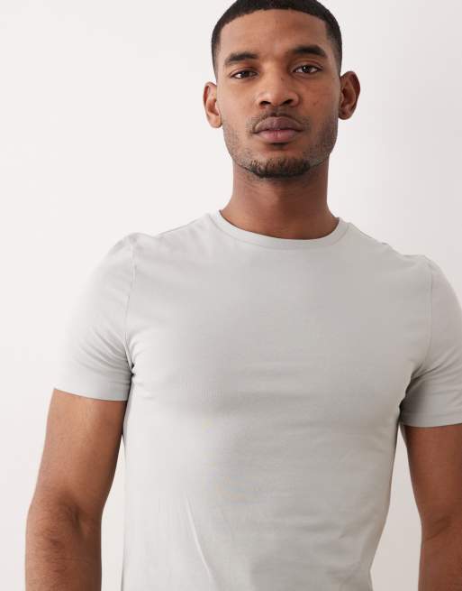 ASOS DESIGN Essentials muscle fit T-shirt in light gray, 3 of 5