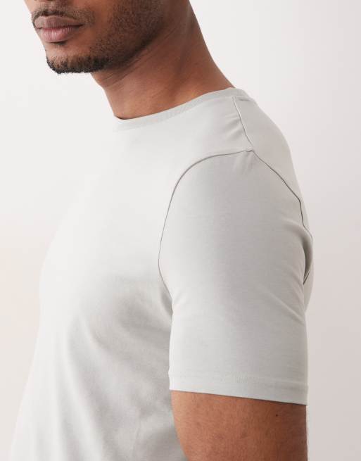ASOS DESIGN Essentials muscle fit T-shirt in light gray, 5 of 5