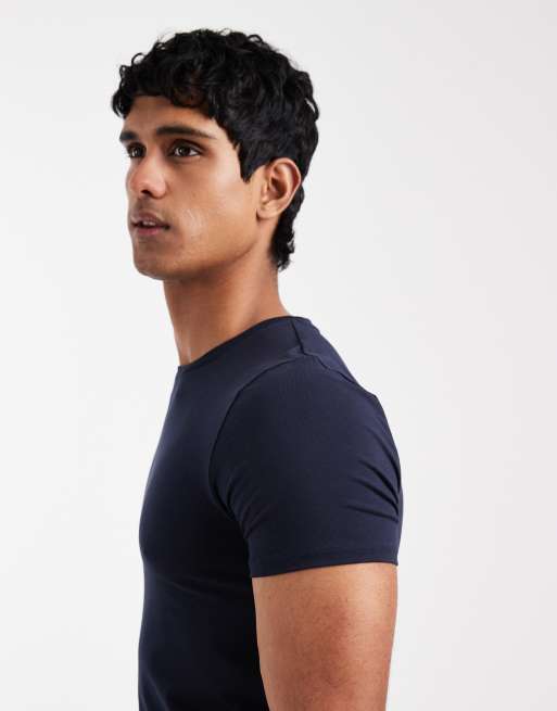 ASOS DESIGN essentials muscle fit t-shirt in navy  , 4 of 5