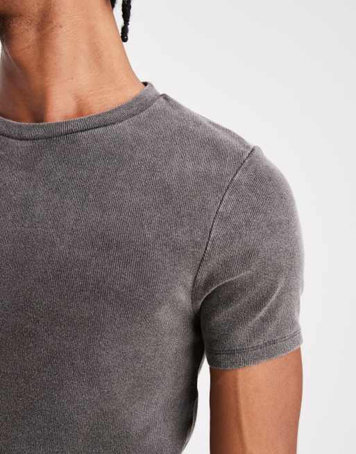 ASOS DESIGN essentials muscle fit T-shirt in washed black