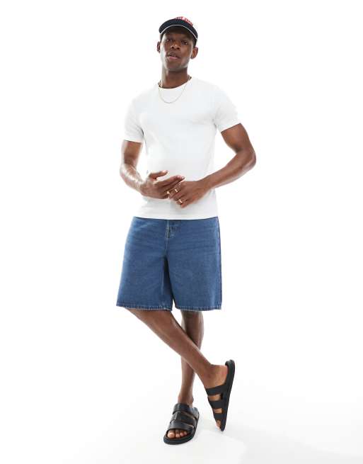ASOS DESIGN essential muscle fit rib t-shirt in white