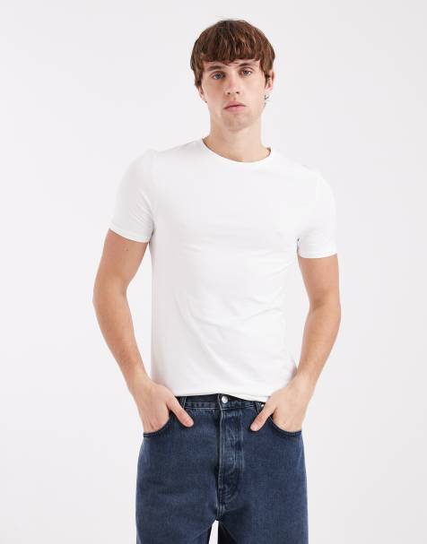 ASOS DESIGN essentials muscle fit T-shirt in white - view 1