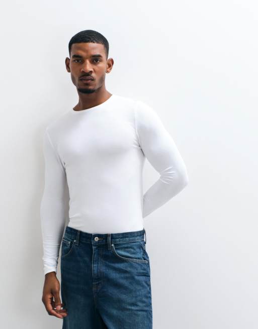 ASOS DESIGN - Essentials - Muscle fit T-shirt met lange mouwen in wit, 2 van 5