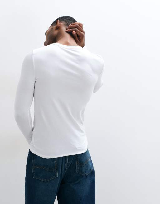 ASOS DESIGN - Essentials - Muscle fit T-shirt met lange mouwen in wit, 4 van 5