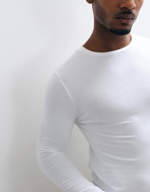ASOS DESIGN - Essentials - Muscle fit T-shirt met lange mouwen in wit, 5 van 5