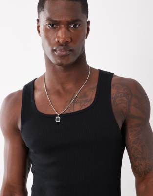 ASOS DESIGN Essentials muscle fit ribbed tank with square neck in black black 3290₽