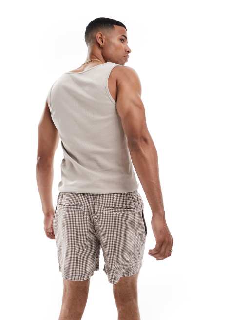 ASOS DESIGN essentials muscle fit vest in stone rib   , 2 of 4