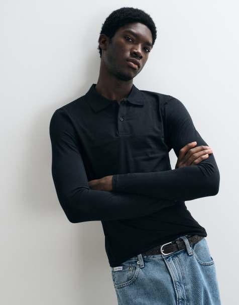 ASOS DESIGN Essentials muscle polo in black