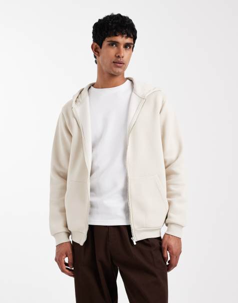 ASOS DESIGN – Essentials – Naturvit huvtröja med dragkedja - view 1