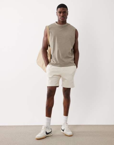 ASOS DESIGN - Essentials - Offwhite mellemlange jerseyshorts i slim fit - Del af sæt - view 1