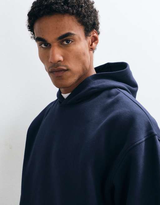 ASOS DESIGN essentials oversized boxy hoodie in navy, 3 of 5