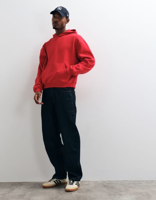 ASOS DESIGN essentials oversized boxy hoodie in red, 2 of 5