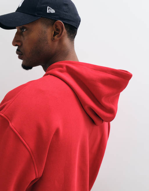 ASOS DESIGN essentials oversized boxy hoodie in red, 4 of 5