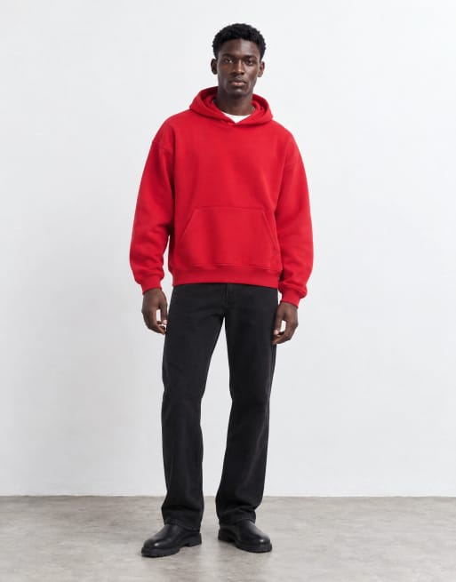 ASOS DESIGN essentials oversized boxy hoodie in red, 7 of 8