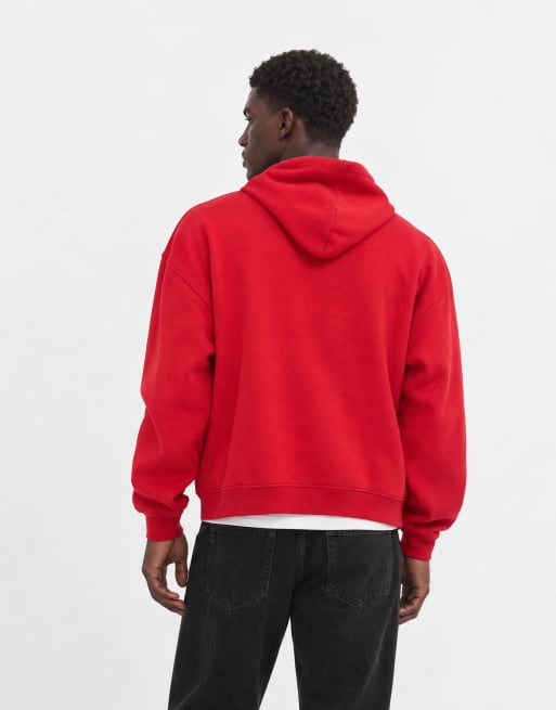 ASOS DESIGN essentials oversized boxy hoodie in red, 8 of 8