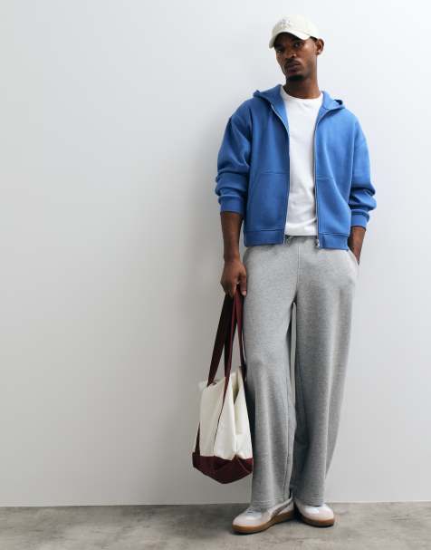 ASOS DESIGN essentials oversized boxy zip through hoodie in blue - view 1
