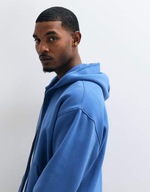 ASOS DESIGN essentials oversized boxy zip through hoodie in Delft, 4 of 5