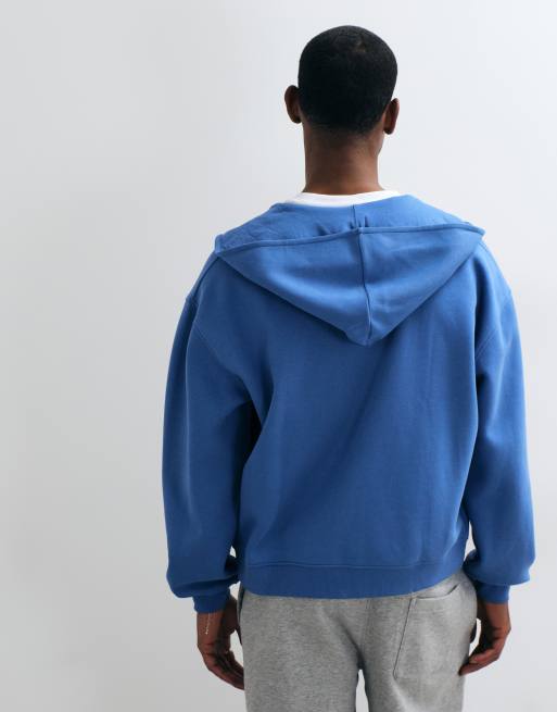 ASOS DESIGN essentials oversized boxy zip through hoodie in Delft, 5 of 5