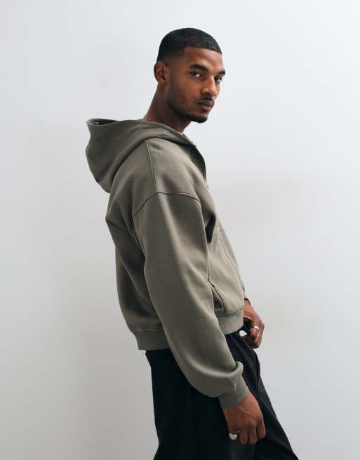 ASOS DESIGN essentials oversized boxy zip thru hoodie, 2 of 5