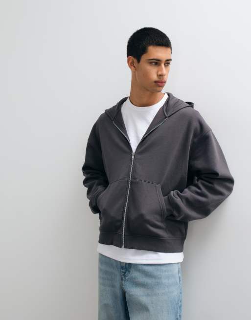 ASOS DESIGN essentials oversized boxy zip thru hoodie, 2 of 5