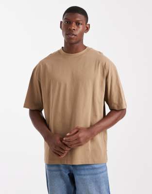 Asos Design Essentials Oversized Crew Neck T-shirt In Brown