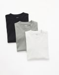 [ASOS DESIGN] ASOS DESIGN essentials oversized crew t-shirt in 3 pack in black, green and grey-Multi S BLACK/AGAVE/MINERAL