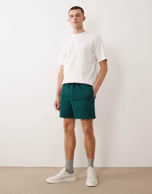 ASOS DESIGN essentials oversized fit jersey shorts in dark green, 3 of 5