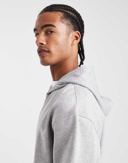 ASOS DESIGN essentials oversized fit zip through hoodie in grey marl , 4 of 5