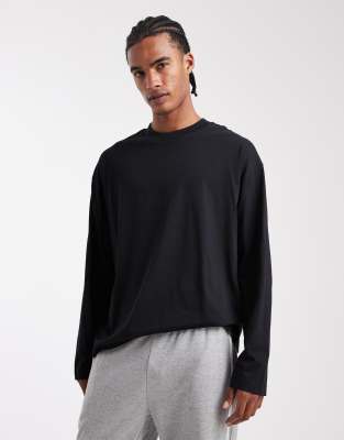 Asos Design Essentials Oversized High Neck T-shirt In Black