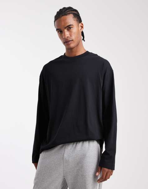 ASOS DESIGN Essentials oversized high neck t-shirt in black - view 1