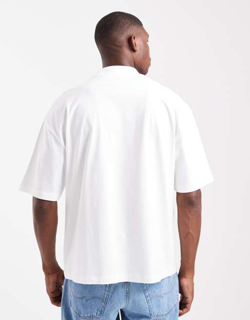 ASOS DESIGN Essentials oversized high neck t-shirt in White, 3 of 5