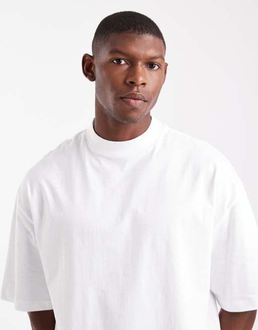 ASOS DESIGN Essentials oversized high neck t-shirt in White, 5 of 5