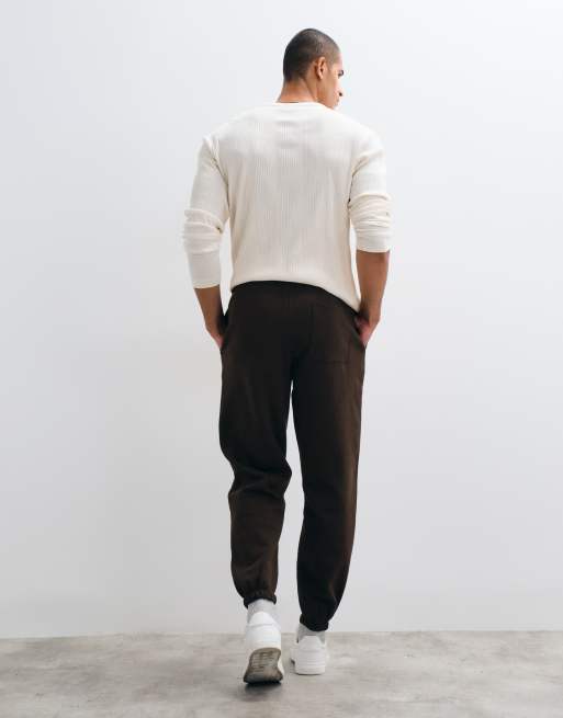 ASOS DESIGN essentials oversized joggers in brown, 2 of 5