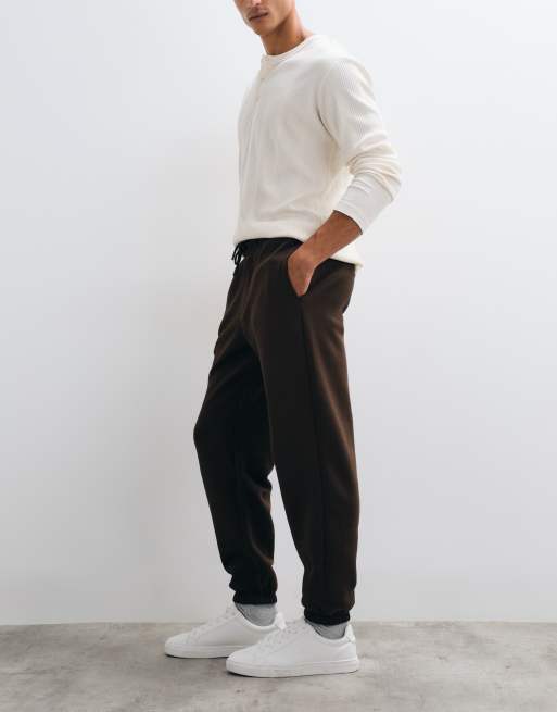 ASOS DESIGN essentials oversized joggers in brown, 3 of 5