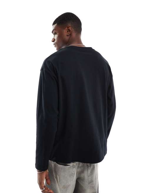ASOS DESIGN essentials oversized long sleeve T-shirt in black, 4 of 4