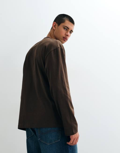ASOS DESIGN Essentials oversized long sleeve t-shirt in brown, 5 of 5