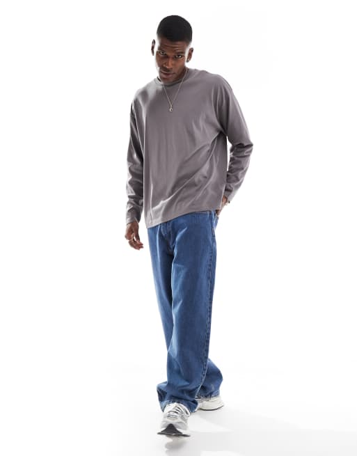ASOS DESIGN essentials oversized long sleeve T-shirt in charcoal