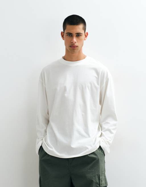 ASOS DESIGN Essentials oversized long sleeve t-shirt in cream, 3 of 5